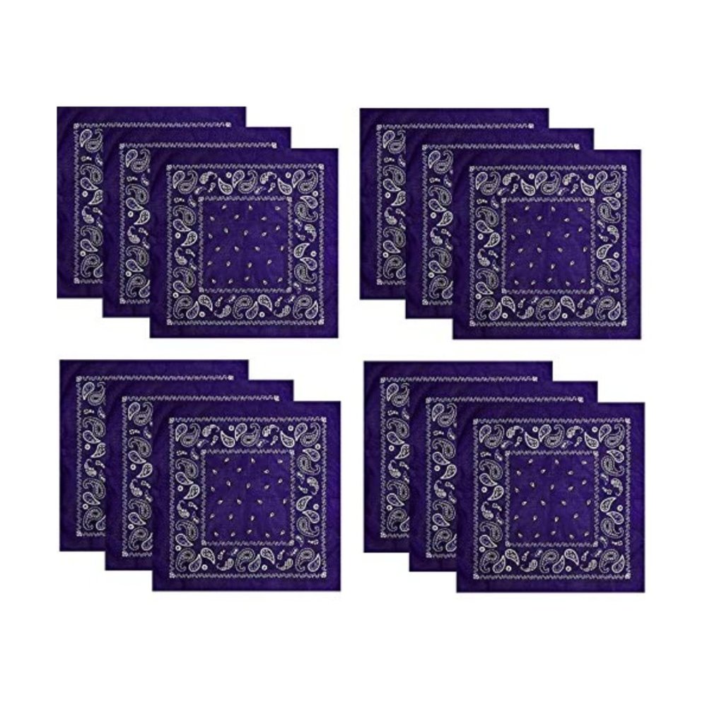 Hibaly 100% Cotton Classic Unisex Bandanas 12-Pack